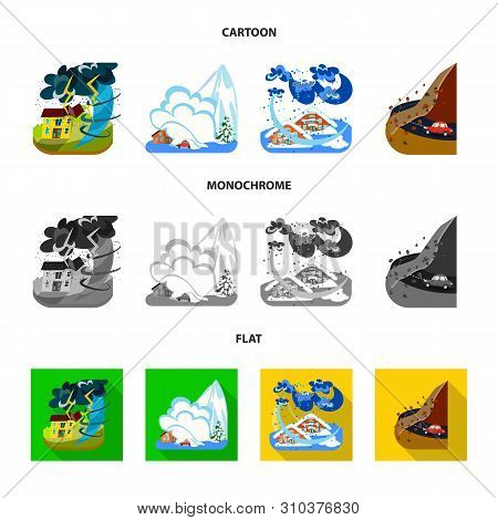 Vector Design Of Weather And Distress Logo. Set Of Weather And Crash Vector Icon For Stock.