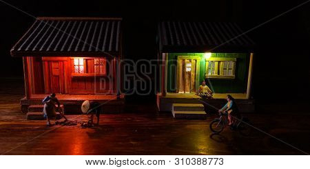 Simple Photo Conceptual, Village People Start To Doing Activity In The Very Early Morning, With Blac