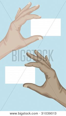 Hand holding blank card