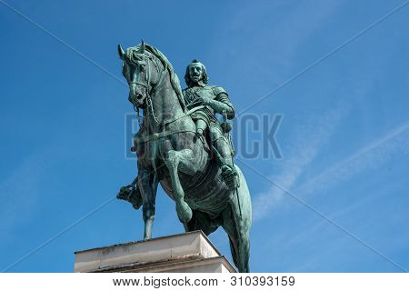 Munich, Bavaria, Germany - May 18, 2019. Equestrian Statue Of Churfürst Von Bayern Maximilian L Agai