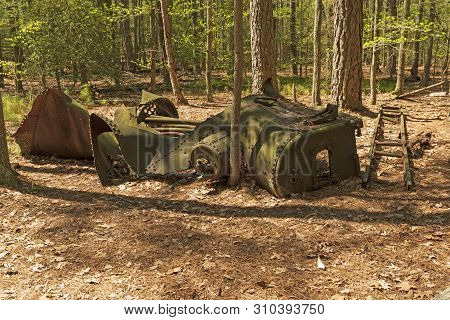 Remains Of An Exploded Steam Powered Sawmill In The Forest Of  The Blackwater National Wildlife Rese
