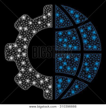 Bright Mesh International Manufacture With Glare Effect. Abstract Illuminated Model Of International