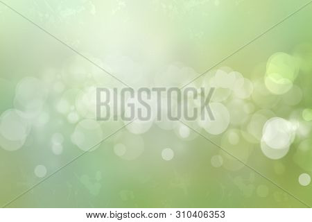 Abstract Underwater Illustration. Abstract Light Green White Bokeh Circles From Unterwater Bubbles. 