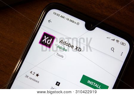 Ivanovsk, Russia - July 07, 2019: Adobe Xd App On The Display Of Smartphone Or Tablet
