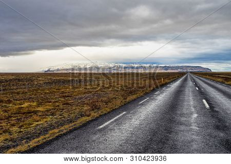 Beautiful Landscape And Near The Selfoss Waterfall In Northeastern Iceland.