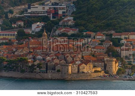 Korcula Town On Summer Sunset, Korcula Island, Dalmatia, Croatia