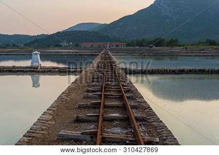 Old Still Working Sea Salt Pans In Ston, Peljesac Peninsula, Dalmatia, Croatia