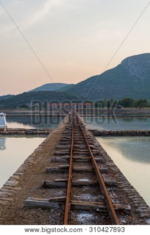 Old Still Working Sea Salt Pans In Ston, Peljesac Peninsula, Dalmatia, Croatia