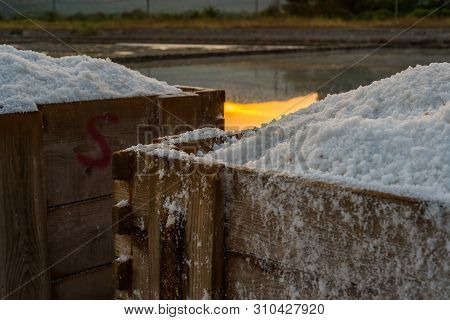 Old Still Working Sea Salt Pans In Ston, Peljesac Peninsula, Dalmatia, Croatia