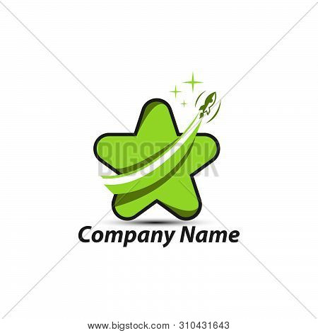 Star Logo With Rocket Vector, Abstract Star Color Icon, Star Rating, Rank. Star Astrology Symbol. St