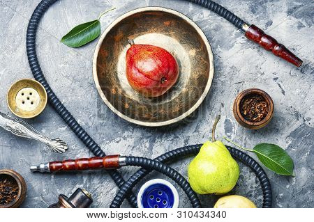 Smoking Arab Hookah With Pear