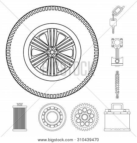 Vector Illustration Of Auto And Part Icon. Set Of Auto And Car Vector Icon For Stock.