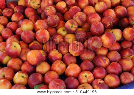 Peaches On The Market Place In Greece