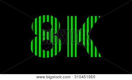 8k Alphabet Digital Neon Light Green On Black, High Definition 8k For Modern Background, 8k Resoluti