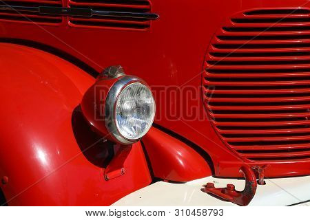 Detail Of Old Vintage Firetruck Light Fender And Cooler