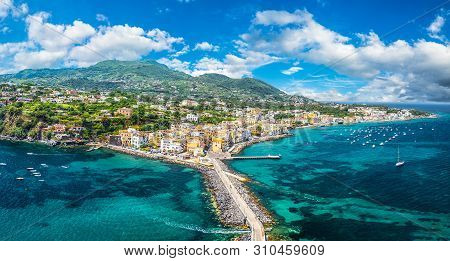 Landscape With Porto Ischia, View On Aragonese Castle, Ischia Island, Italy
