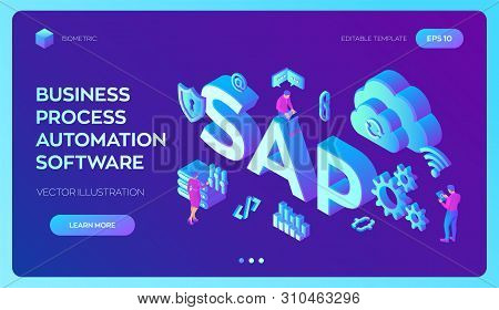 Sap Business Process Automation Software. Erp Enterprise Resources Planning System Concept. Technolo