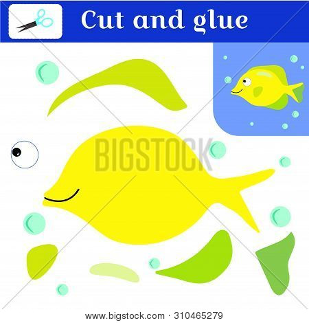 Paper Stitches Game For Preschoolers. Puzzle - Applique. Cut Out And Glue. Handmade To Create A Fish