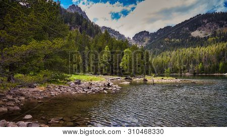 The Beautiful Aiguestortes I Estany De Sant Maurici National Park Of The Spanish Pyrenees Mountain I