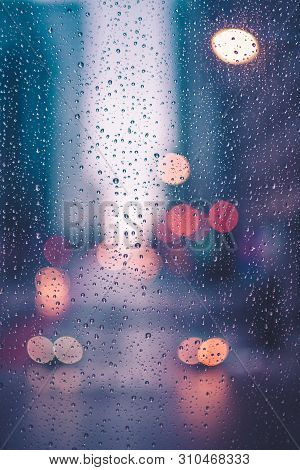 Rain On The Car Window, Blured Background