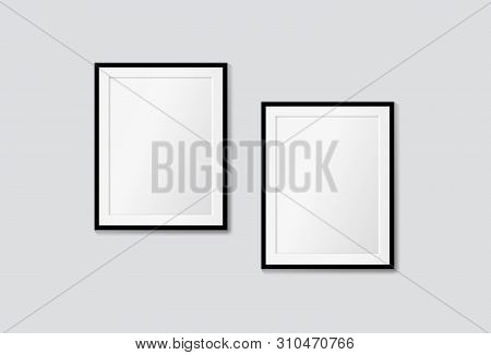 Vector Modern Frames On A White Wall. Galery Mock Up