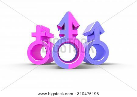 Gender Symbols With Stylized Silhouettes, Male, Female And Unisex Or Transgender. Idea And Leadershi