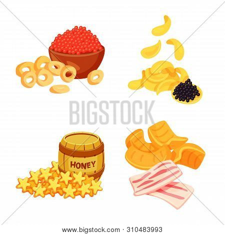 Isolated Object Of Food And Product Logo. Collection Of Food And Party Stock Vector Illustration.