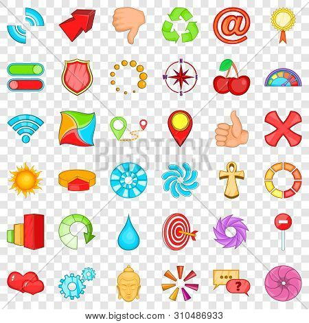Bar Icons Set. Cartoon Style Of 36 Bar Vector Icons For Web For Any Design