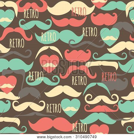 Retro Seamless Surface Pattern With Retro Moustage