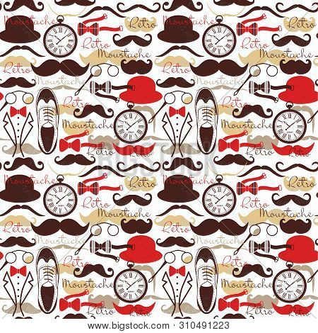 Retro Seamless Surface Pattern With Retro Moustage
