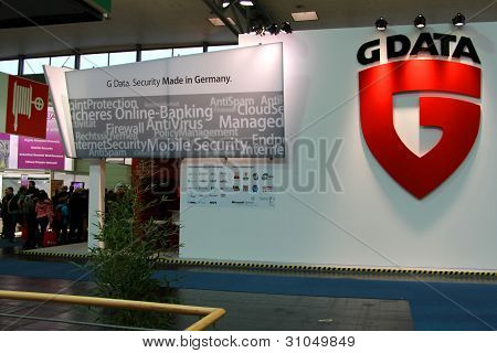 Hannover, Německo - 5. března: Stand G-data na březen 10, 2012 v Cebit počítač Expo, Hannover, Ger