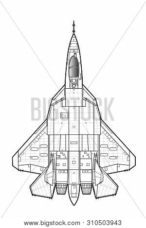 The Newest Russian Jet Fighter Aircraft. Vector Draw