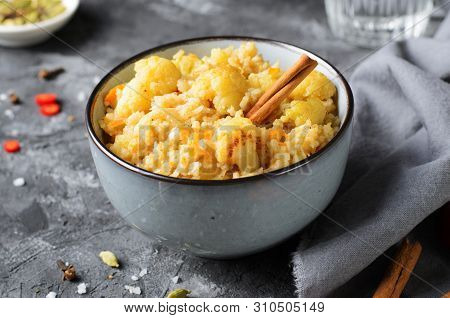 Cauliflower Rice, Indian Rice With Cinnamon And Spices