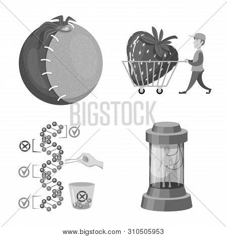 Isolated Object Of Transgenic And Organic Sign. Set Of Transgenic And Synthetic Bitmap Icon For Stoc