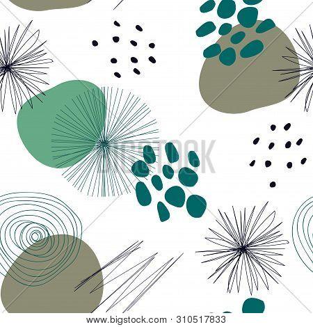 Abstract Seamless Pattern With Graphyc Elements -  Modern Abstract Shapes: Lines; Spiral; Circles. G