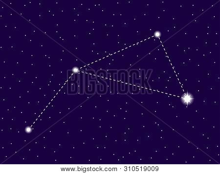 Antlia Constellation. Starry Night Sky. Cluster Of Stars And Galaxies. Deep Space. Vector Illustrati