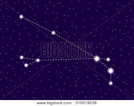 Aries Constellation. Starry Night Sky. Cluster Of Stars And Galaxies. Deep Space. Vector Illustratio