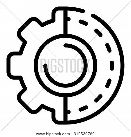 Half Closed Gear Icon. Outline Half Closed Gear Vector Icon For Web Design Isolated On White Backgro