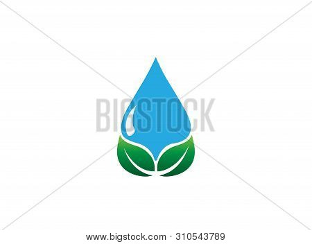 Watering Dropet And Leaf Logo Symbol Drop Water Icon