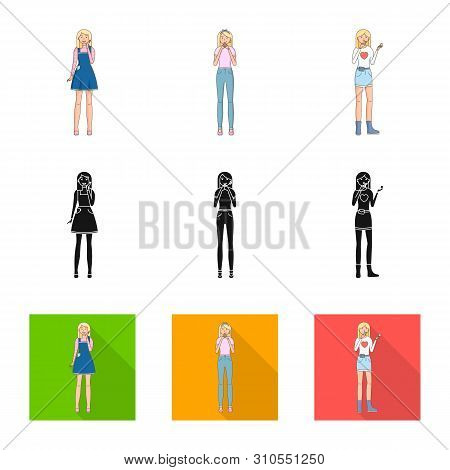Vector Illustration Of Posture And Mood Symbol. Collection Of Posture And Female Vector Icon For Sto