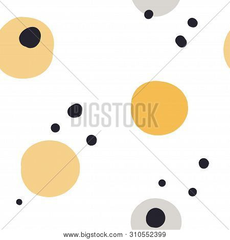 Modern Seamless Pattern With Abstract Colorful Shapes: Circles. Doodle Hand Drawn Texture. Trendy Cr