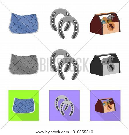 Vector Illustration Of Equipment And Riding Logo. Set Of Equipment And Competition Vector Icon For S