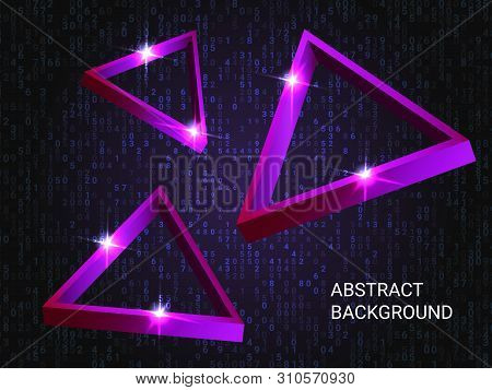 Triangle Metal Sparkle On Background. 3d Vector Illustration . Futuristic Geometric Background. Abst