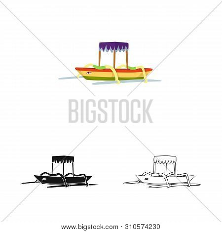 Isolated Object Of Boat And Sail Icon. Collection Of Boat And Ocean Stock Vector Illustration.