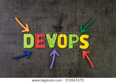 Devops For Software Continuous Operations And Development Or Programming Concept, Multi Color Arrows