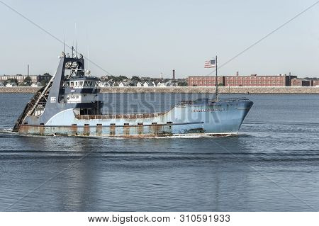 New Bedford, Massachusetts, Usa - July 9, 2019: Clammer Sea Watcher 1, Hailing Port Atlantic City, N