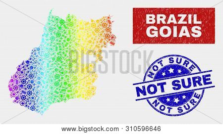 Tools Goias State Map And Blue Not Sure Textured Stamp. Rainbow Colored Gradiented Vector Goias Stat