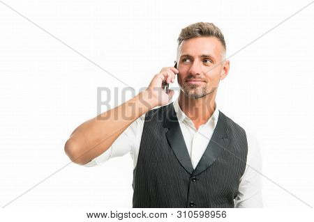 Waiting Answer. Mobile Call Concept. Mobile Call Conversation. Mobile Negotiations. Businessman Well