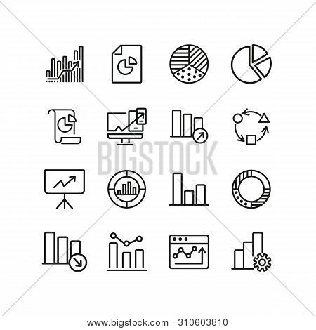 Graphics Line Icons. Set Of Line Icons. Business Graph, Doughnut Chart, Profit Analysis. Diagram Con