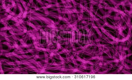 Bright Purple Background With Chaotic Neon Lines. Horizontal Abstract Background.